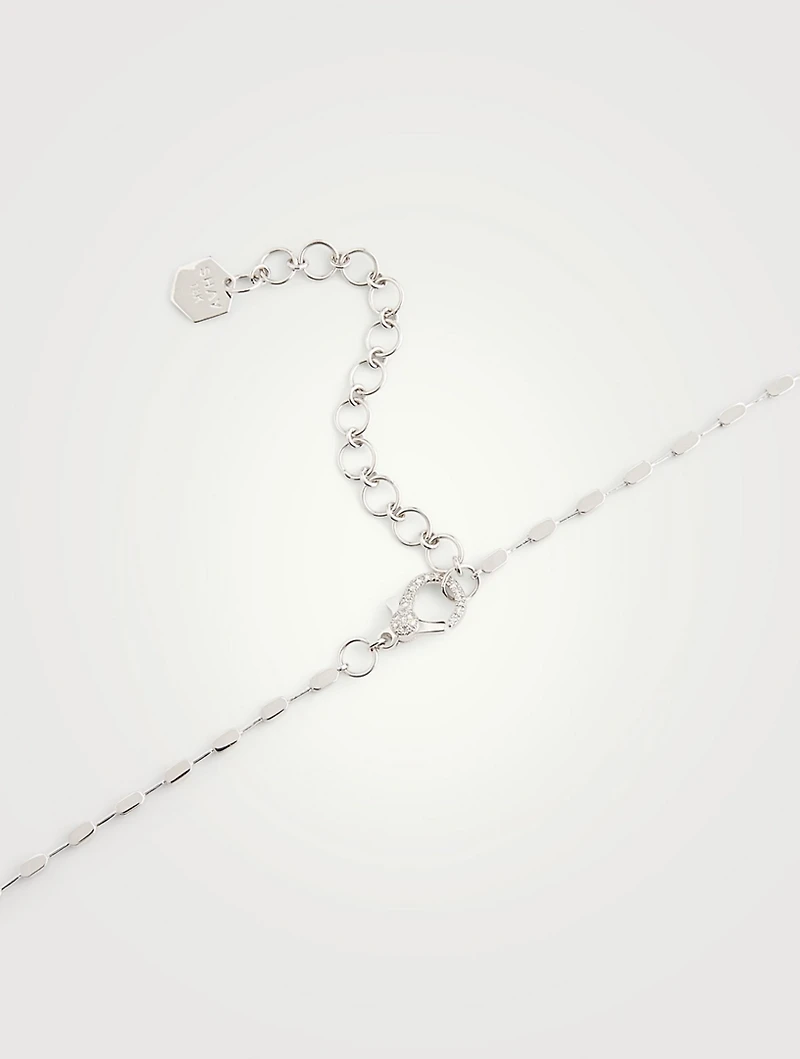 18K White Gold Illusion Y-Drop Necklace With Diamonds