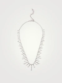 18K White Gold Fishbone Necklace With Diamonds