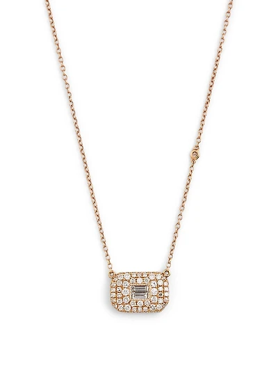 18K Rose Gold Pendant Necklace With Diamonds