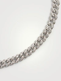 Mini 18K White Gold Link Choker Necklace With Diamonds