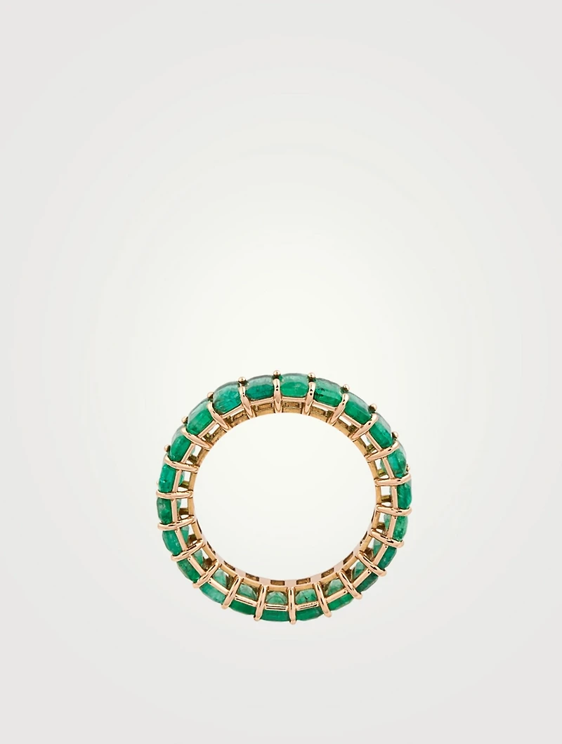 18K Rose Gold Eternity Ring With Emeralds