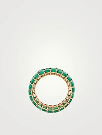 18K Rose Gold Eternity Ring With Emeralds