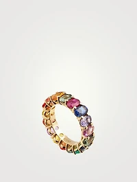 18K Gold Oval Rainbow Eternity Ring