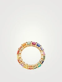 18K Gold Oval Rainbow Eternity Ring