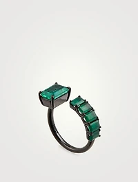 18K Black Gold Floating Emerald Ring