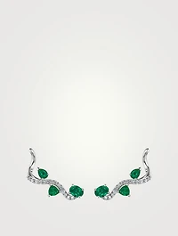 Mirage 18K White Gold Earrings With Emerald And Diamonds