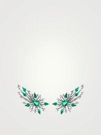 Luminus 18K White Gold Earrings With Emerald And Diamonds