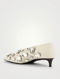 Crystal Leather Kitten-Heel Pumps