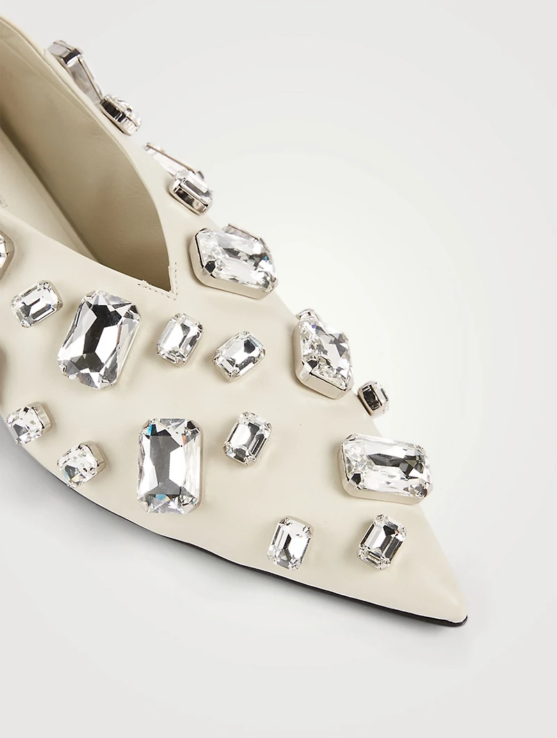 Crystal Leather Kitten-Heel Pumps