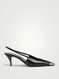 Blade Leather Slingback Pumps