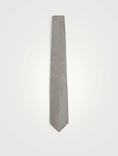 Silk Jacquard Tie In Micro Print