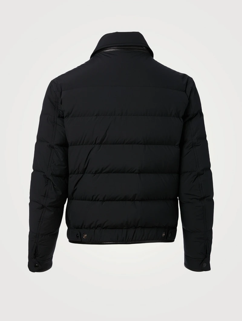 Down Quilted Blouson Jacket With Leather Detail