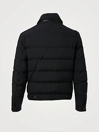Down Quilted Blouson Jacket With Leather Detail