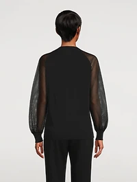 V-Neck Blouse With Sheer Sleeve