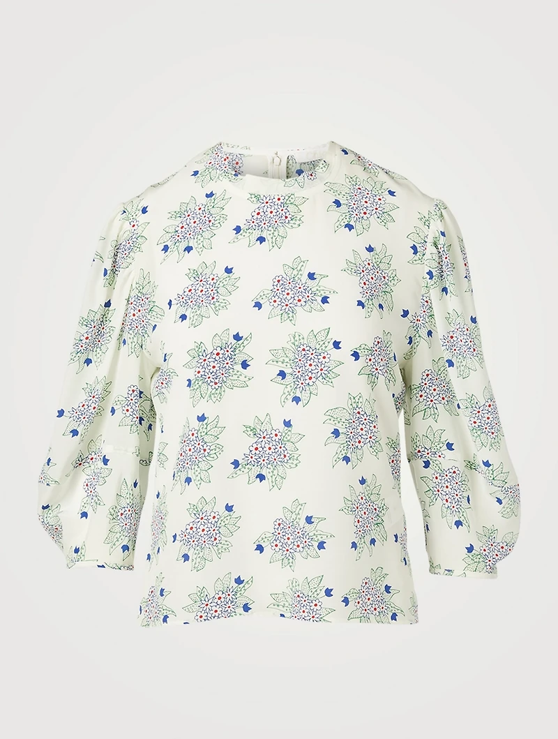 Crêpe De Chine Silk Blouse Floral Print