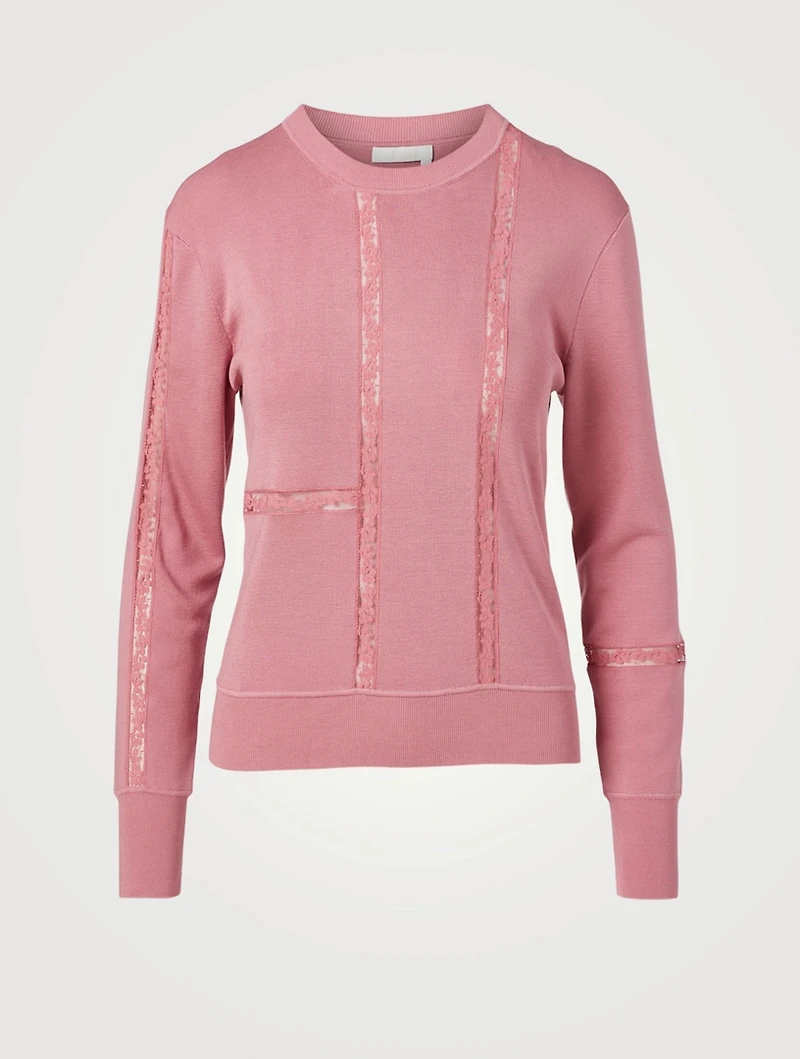 Silk And Cotton Sweater With Lace