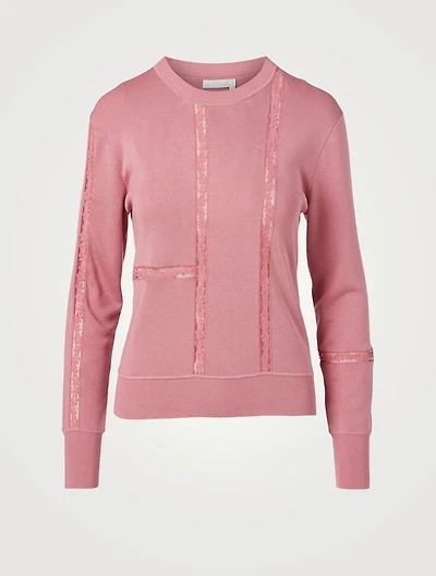 Silk And Cotton Sweater With Lace