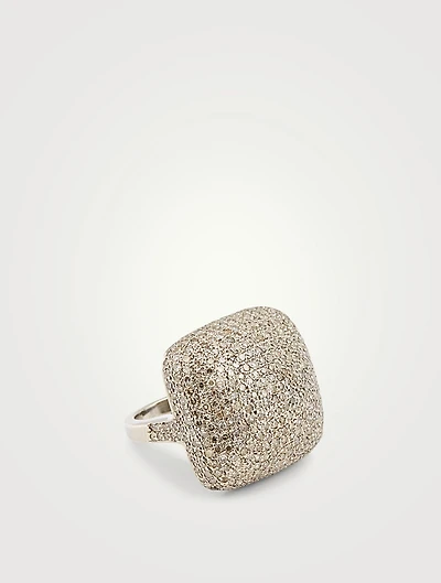 Silver Domed Ring With Diamonds