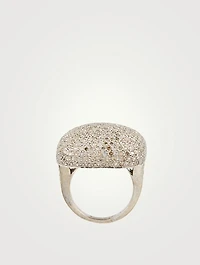 Silver Domed Ring With Diamonds