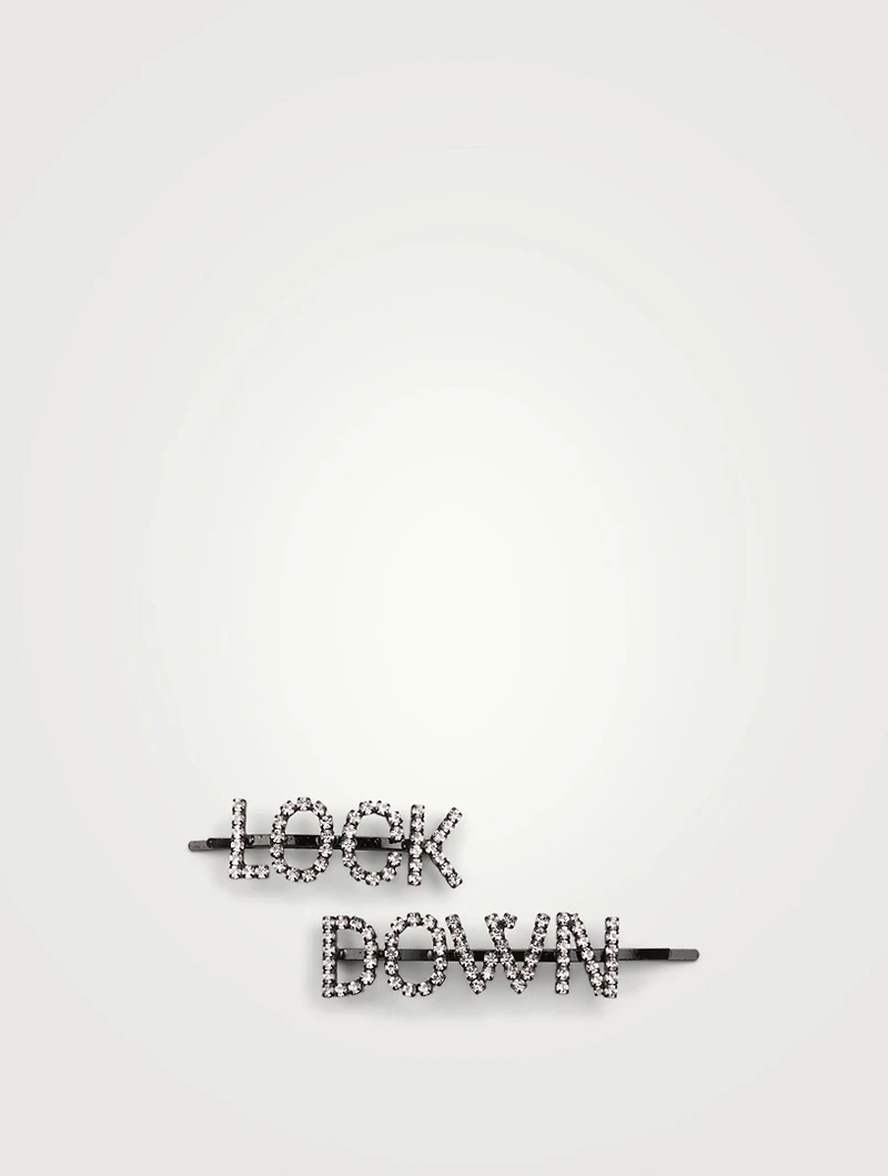 Set Of Two Lock Down Crystal Hair Pins