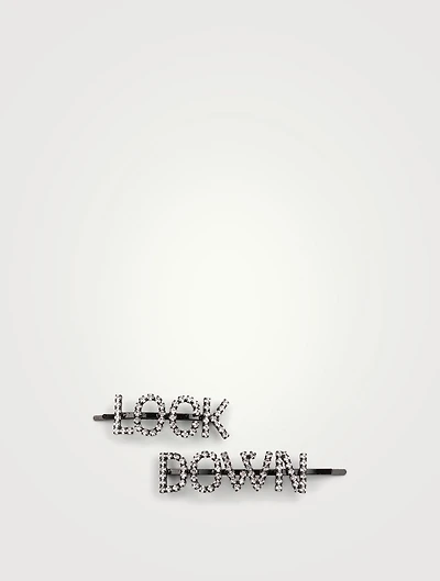 Set Of Two Lock Down Crystal Hair Pins