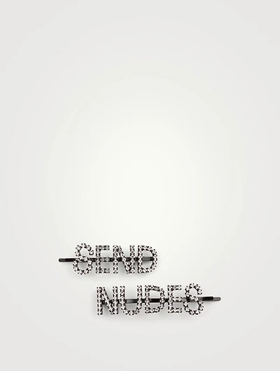 Set Of Two Send Nudes Crystal Hair Pins