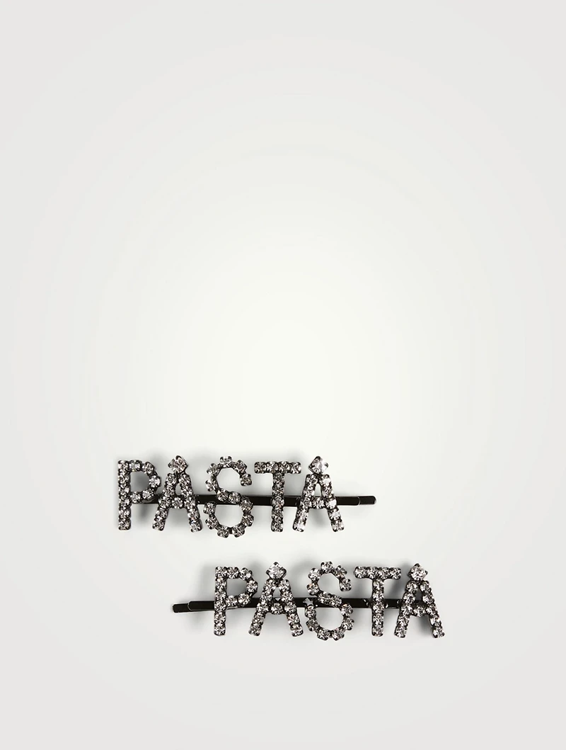 Set Of Two Pasta Crystal Hair Pins