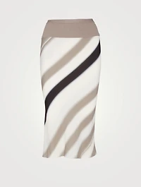Knee Bias Printed Midi Skirt
