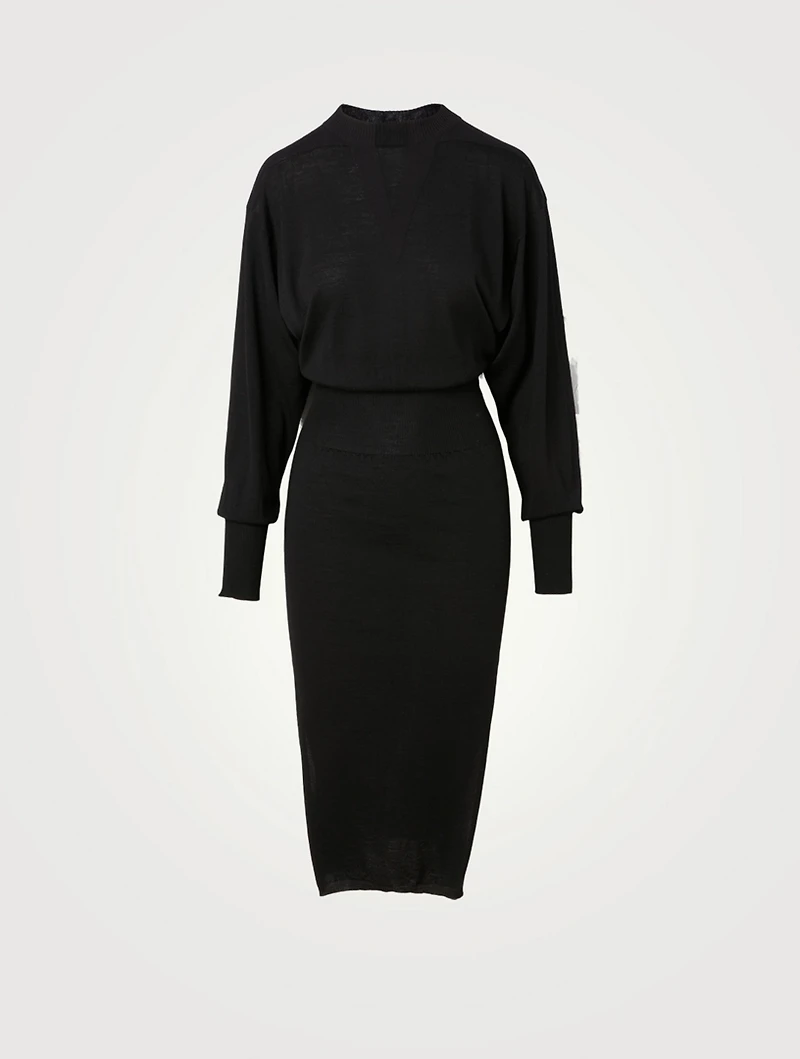 Wool-Blend Mockneck Midi Dress