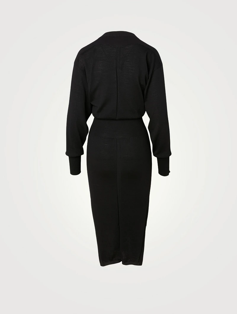 Wool-Blend Mockneck Midi Dress