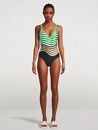 Goya One-Piece Swimsuit Striped Print
