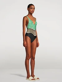Goya One-Piece Swimsuit Striped Print