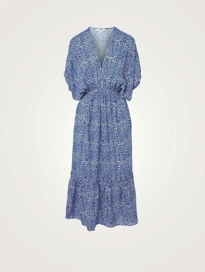Halima Plunge Neck Midi Dress Big Cat Print