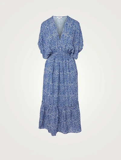 Halima Plunge Neck Midi Dress Big Cat Print