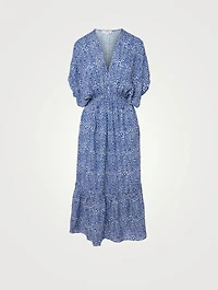 Halima Plunge Neck Midi Dress Big Cat Print