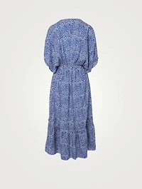 Halima Plunge Neck Midi Dress Big Cat Print