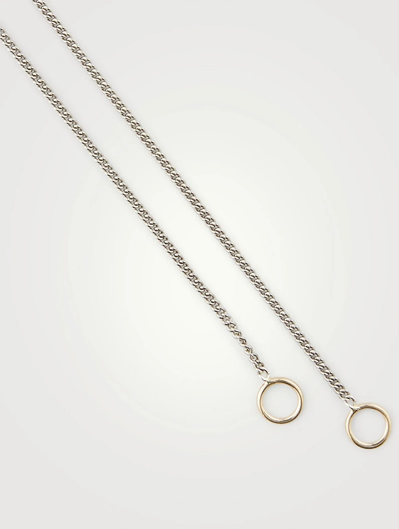 Sterling Silver Medium Curb Chain With Gold Loops