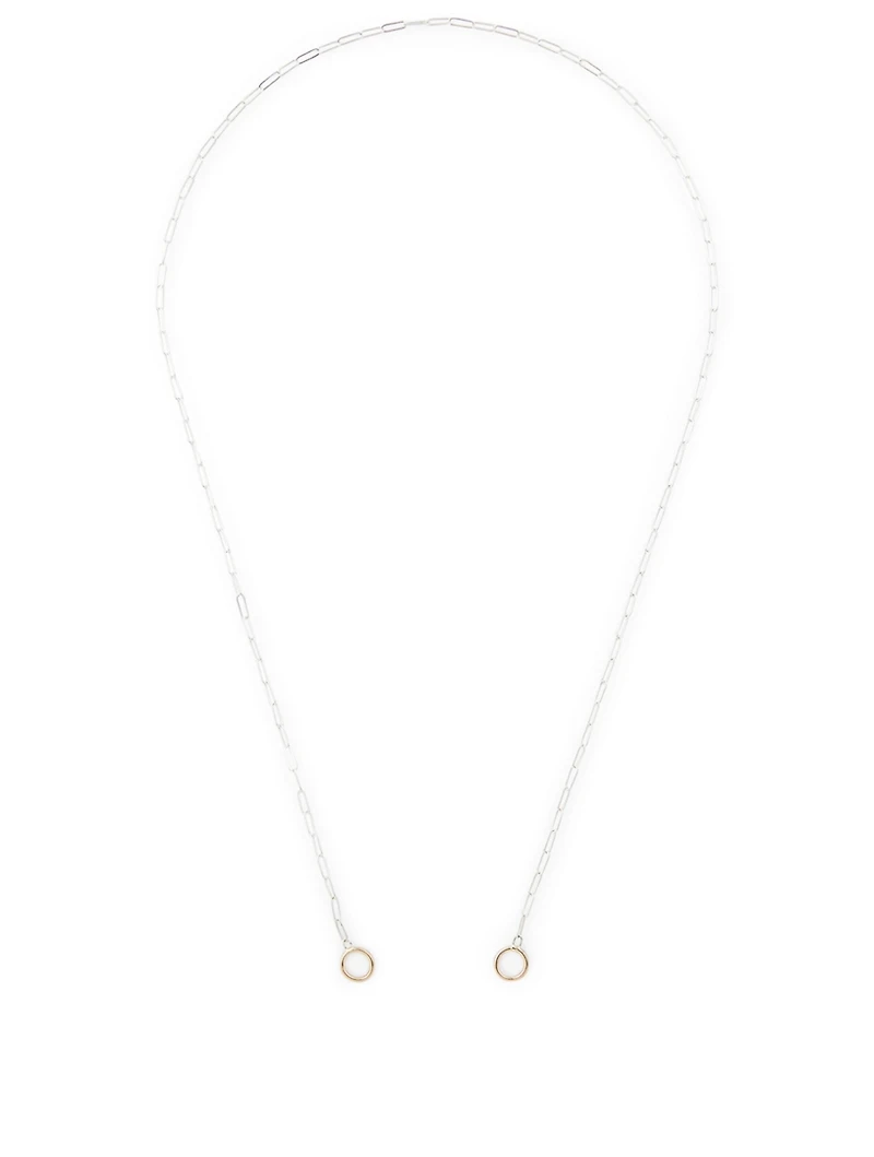 Sterling Silver Square Link Chain With Gold Loops