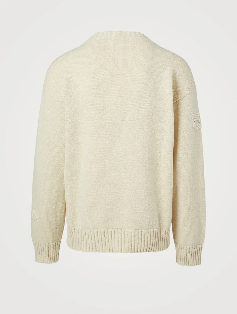 Wool Crewneck Sweater With Patch