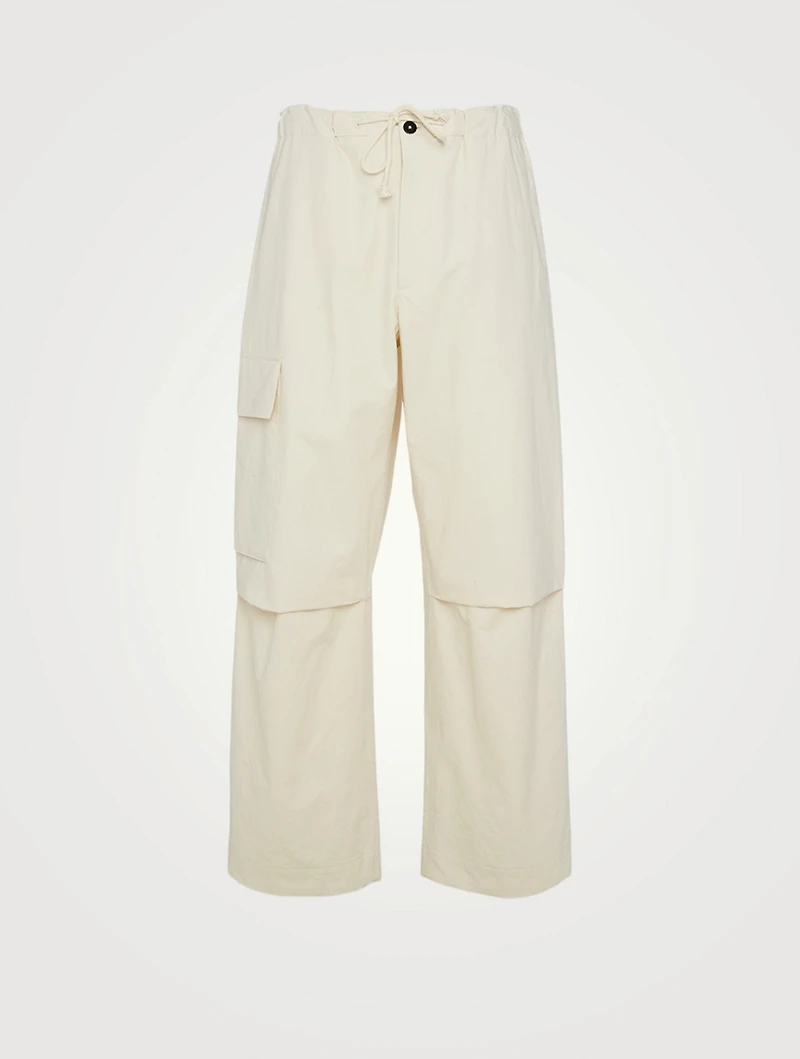 Washed And Textured Cotton Cargo Pants
