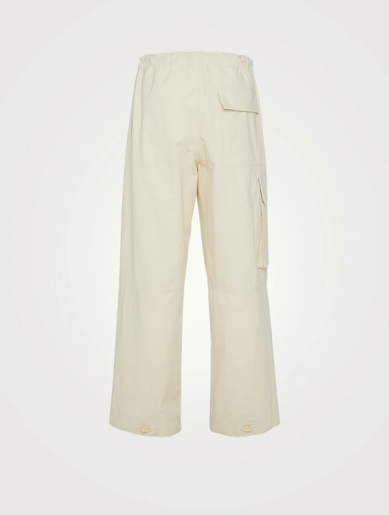 Washed And Textured Cotton Cargo Pants