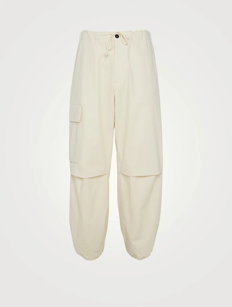 Washed And Textured Cotton Cargo Pants