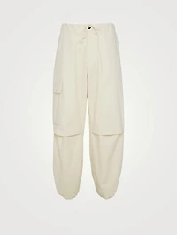 Washed And Textured Cotton Cargo Pants