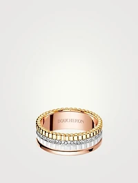 Small White Edition Quatre Gold Ring With Ceramic And Diamonds