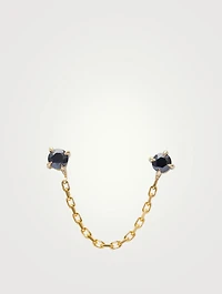 14K Gold Black Diamond Linked Chain Earring