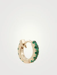 14K Gold Huggie Earring With Emeralds