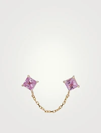 14K Gold Linked Earring With Pink Sapphire