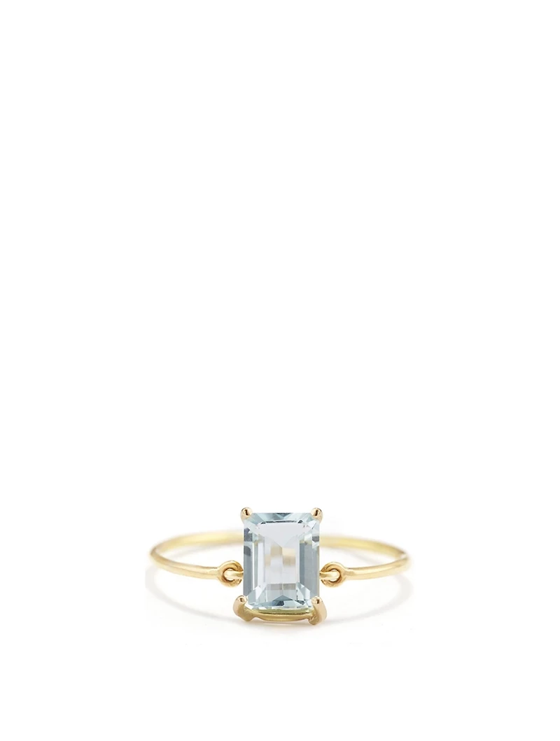 18K Gold Aquamarine Ring