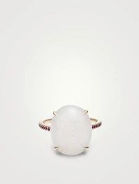 9K Gold Globe Ring With Jade And Ruby