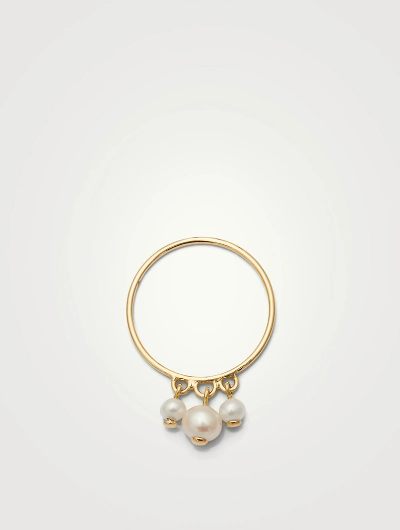 14K Gold Pearl Triplet Ring
